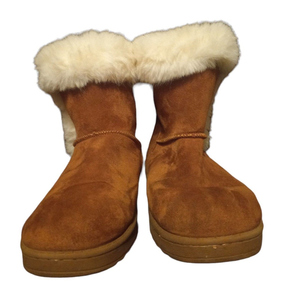 Women's Fur Lined Boots by SO (Kohls) Brown Faux Suede Size 8 M US - Picture 2 of 6